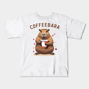 Capybara Coffee Lover Coffeebara Funny Capibara Kids T-Shirt